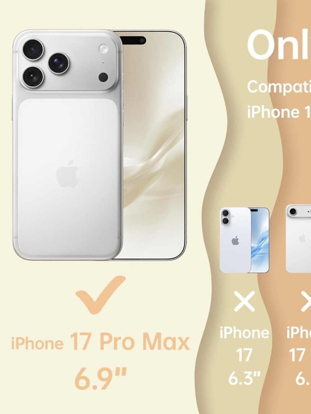 iPhone 17 Pro Max Cute Wavy Case 360° Spin Silicone Stand Shockproof - Picture 6 of 8